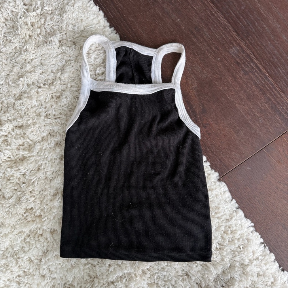 Revolve Black & White Contrast Trim Racerback Tank